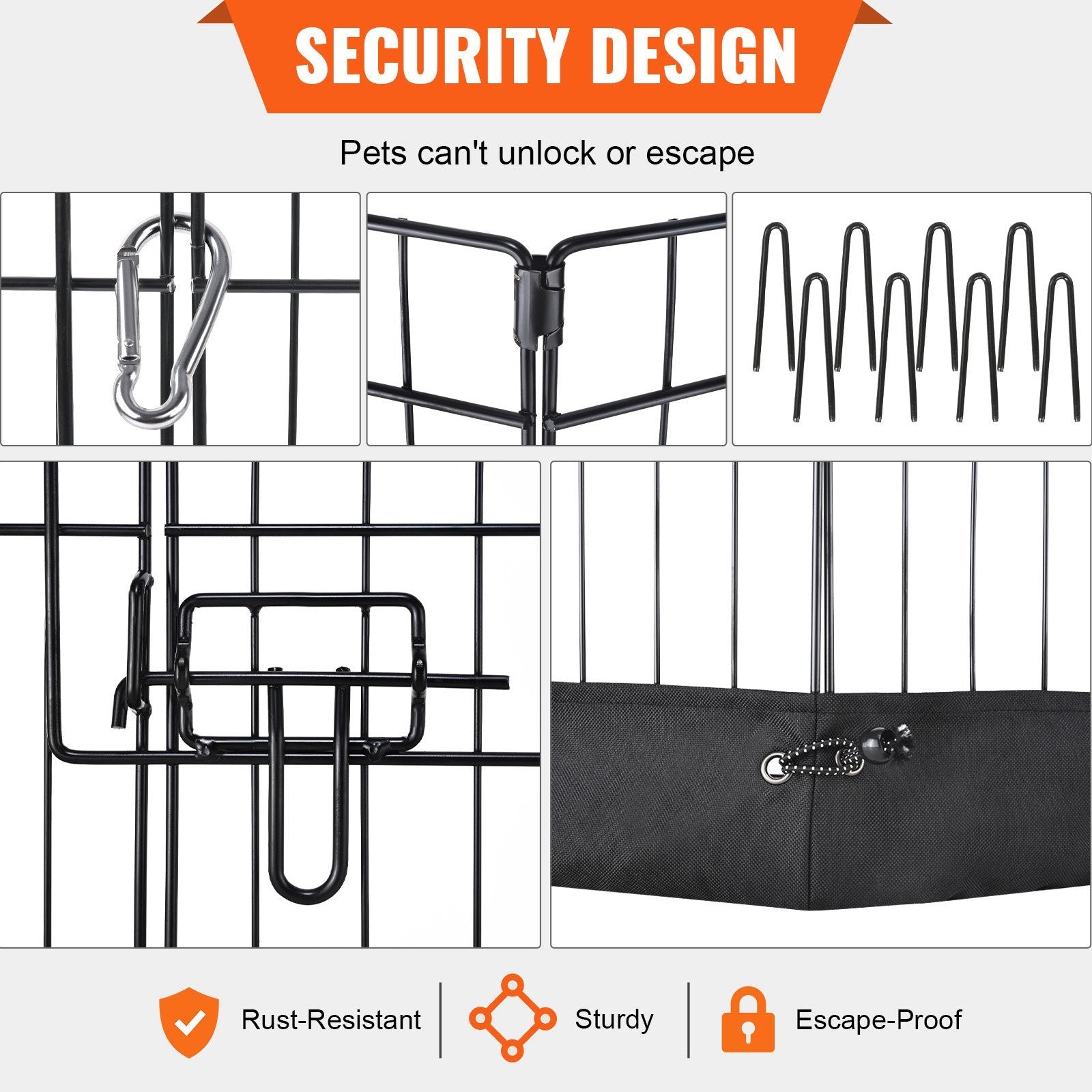 VEVOR Dog Playpen, 8 Panels Foldable Metal Dog Exercise Pen Doba
